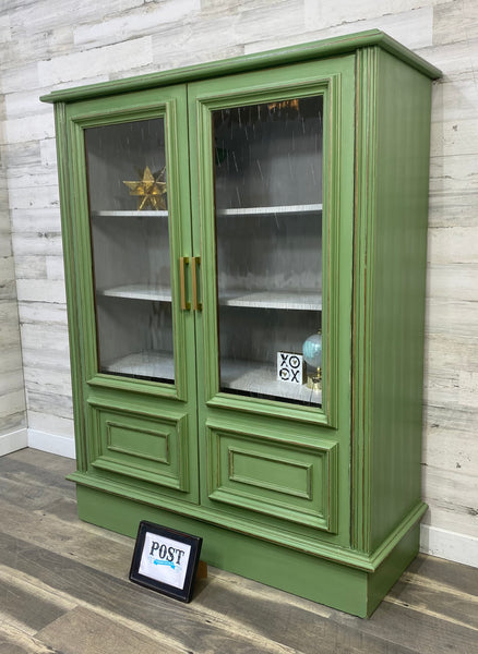 Antique Green Cabinet Hutch