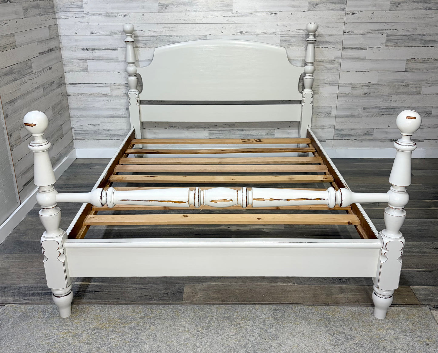 White Farmhouse Queen Bed Frame