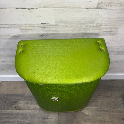 Vintage Green Vinyl Quilted Hamper