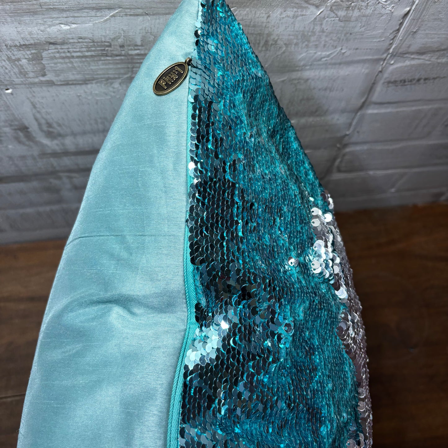 Pier 1 Blue Silver Sequence Throw Pillow