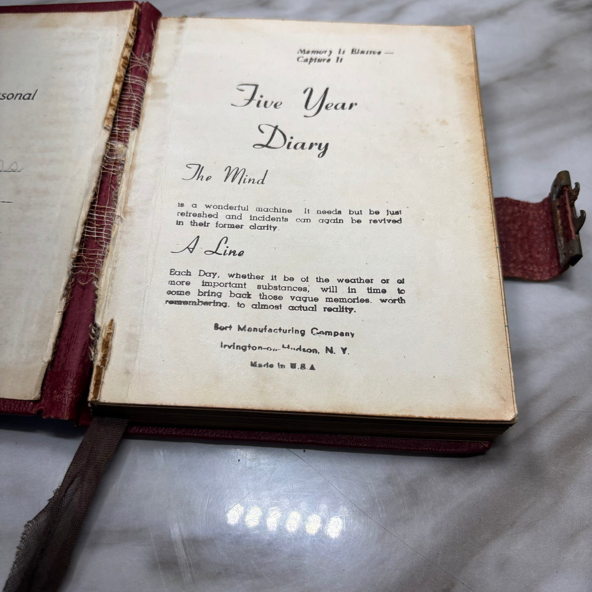 Vintage 1940s Red Five Year Diary
