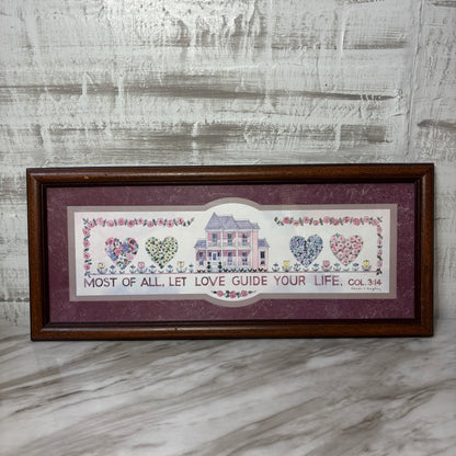 Vintage Charles F. Humphrey Framed Scripture COL. 3:14 Matted Print