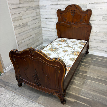 Antique French Carved Twin Bed Frame