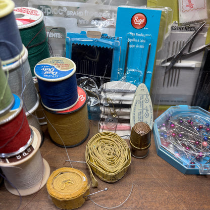Vintage Thread Pins Buttons Bundle Lot
