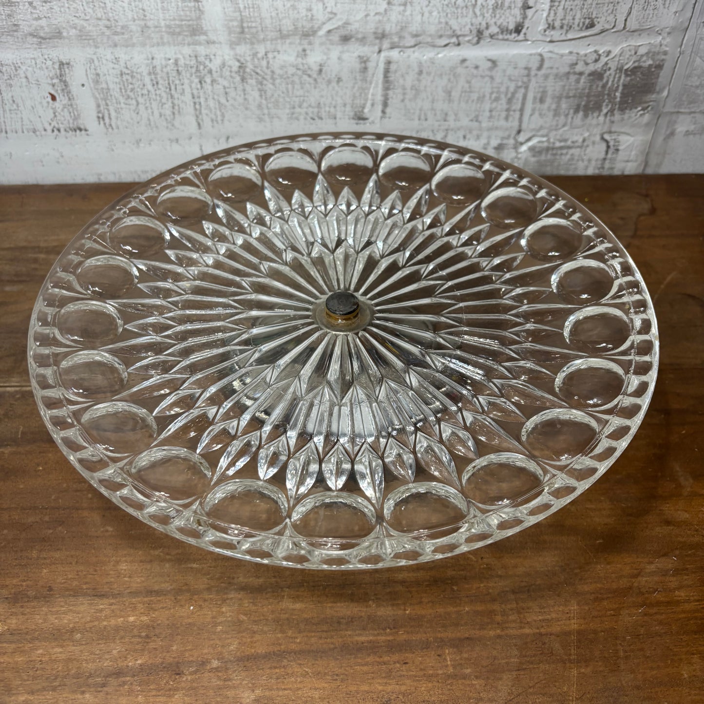 Vintage Glass Crystal Silver Pedestal Cake Stand Table