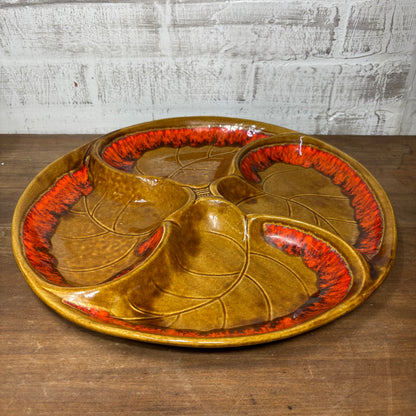 Mid Century Santa Anita Ware Divided Leaf Platter Dish