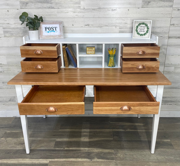 White & Natural Wood Desk