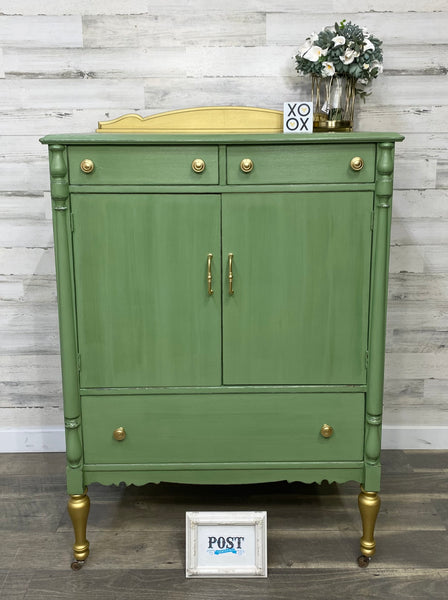 Green 7 Drawer Antique Dresser