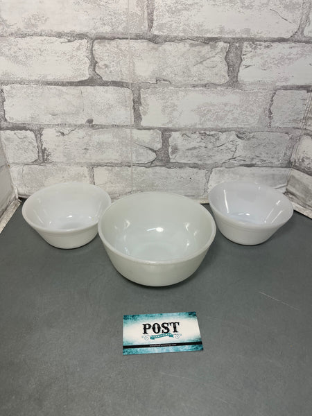 Anchor Hocking Oven Safe Milk Glass Bowls Set Of 3