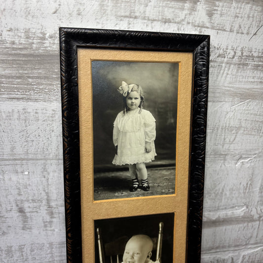 Antique Triple Picture Frame With Portraits