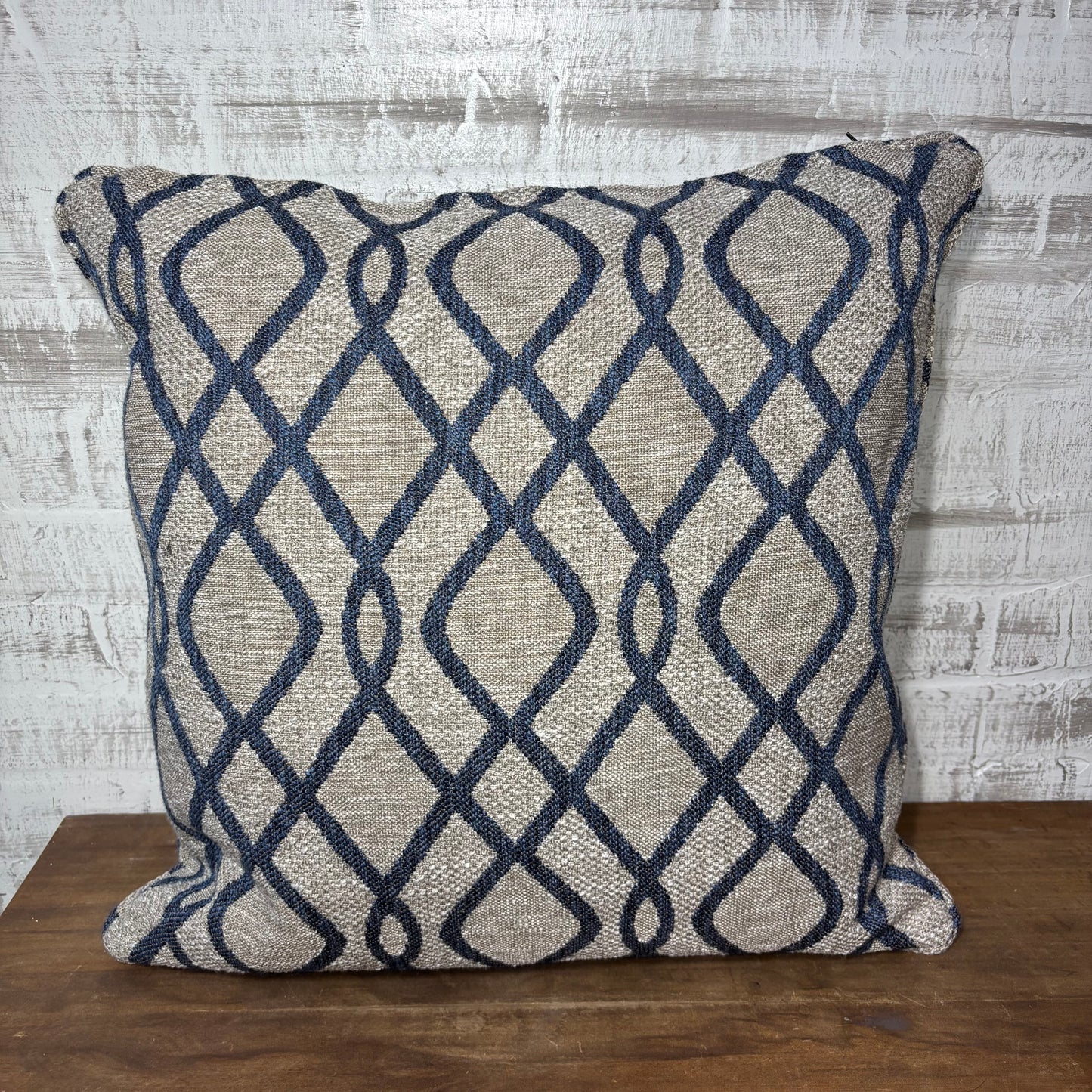 Gray Navy Blue Geometric Throw Pillow