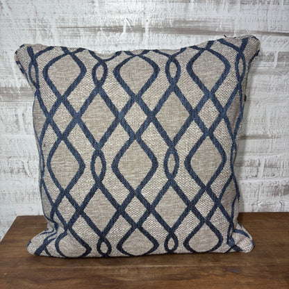 Gray Navy Blue Geometric Throw Pillow