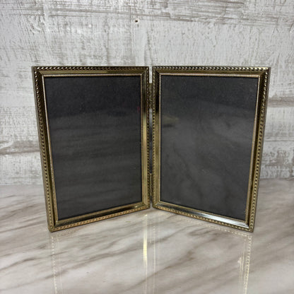 Mid Century Bi-Fold Gold Picture Frame