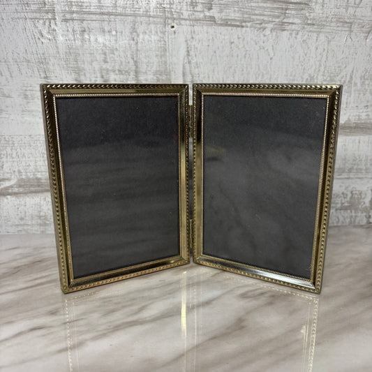 Mid Century Bi-Fold Gold Picture Frame
