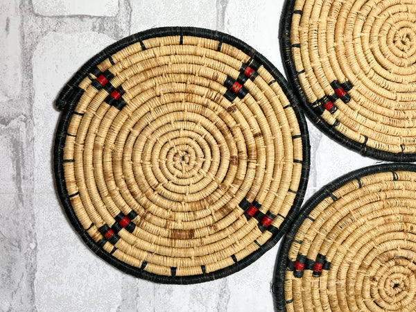 Woven Seagrass Trivet Set W/ Coaster