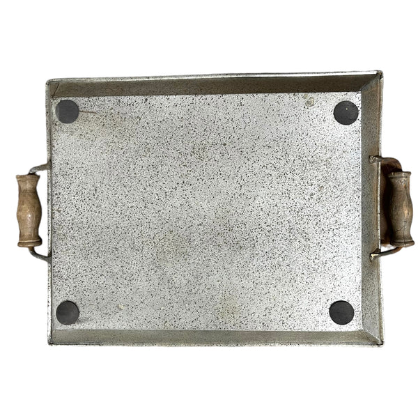 Rustic Metal Tray W/ Wooden Handles