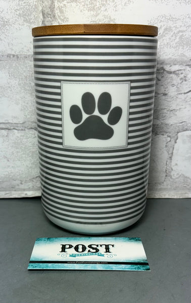 Gray And White Dog Treats Jar