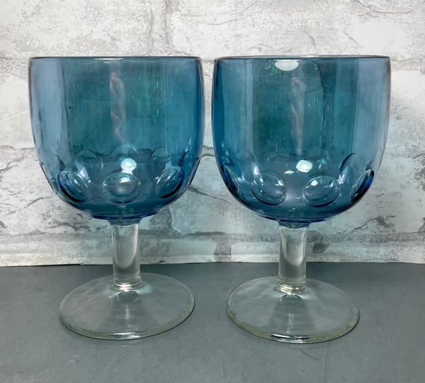 Set Of 2 Blue Wineglass