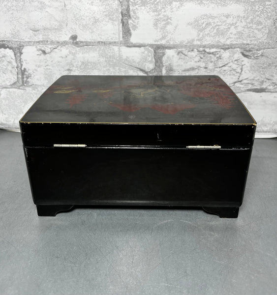 Vintage Japanese Oriental Black Musical Jewelry Box