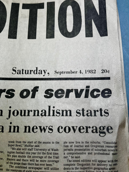 1982 Oregon Journal Newspaper Final Edition