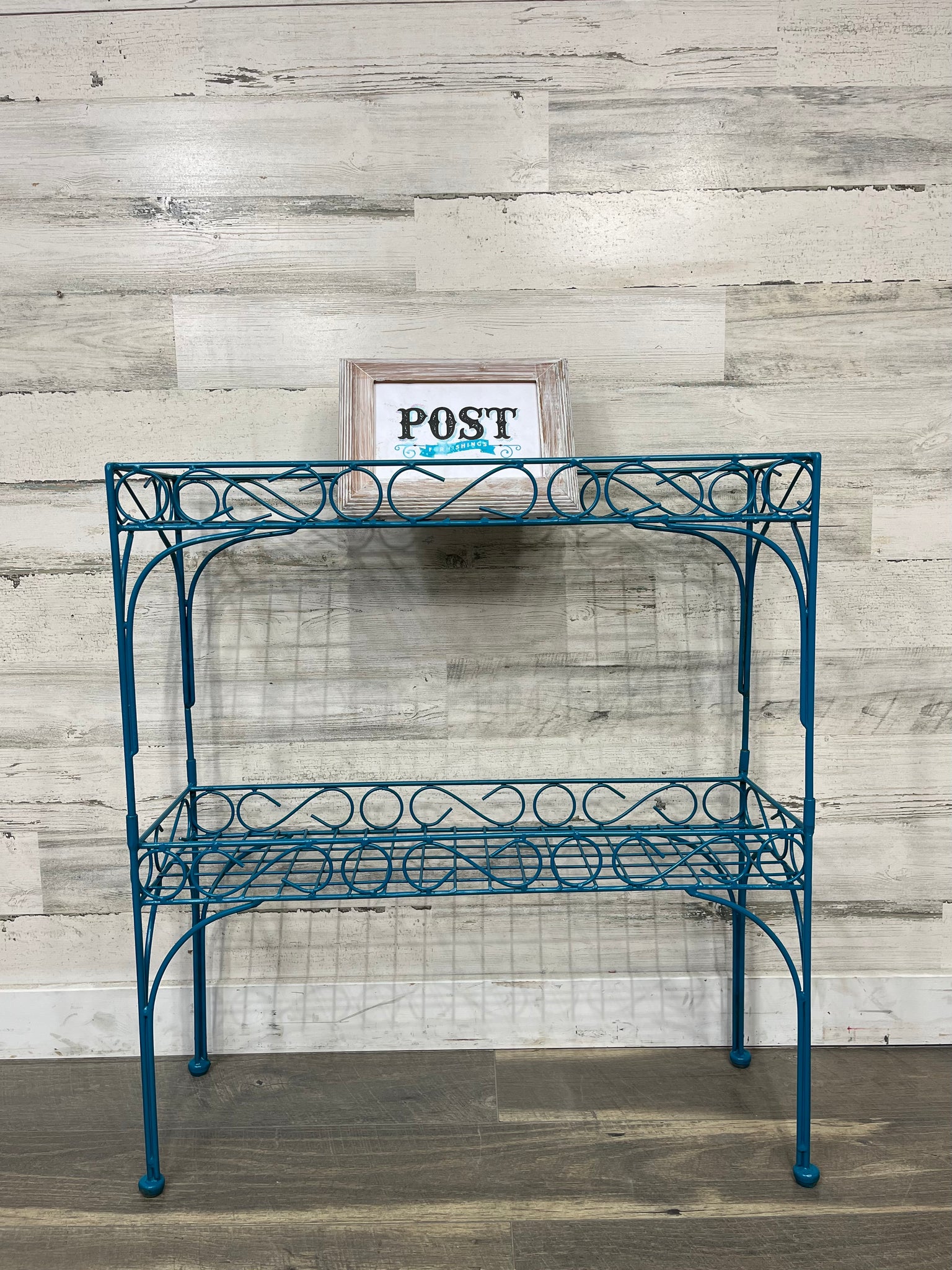 Turquoise Metal Plant Stand