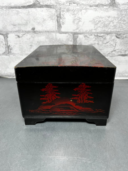 Vintage Japanese Oriental Black Musical Jewelry Box