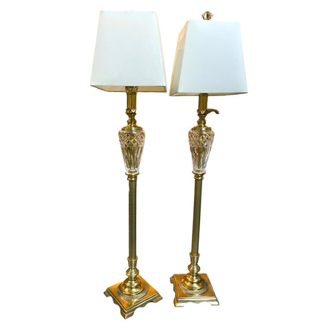 Set Of Two Gold And Crystal Pineapple Lamps