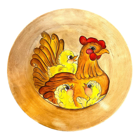 “Hen And Chicks” Hand Painted Decorative Plate