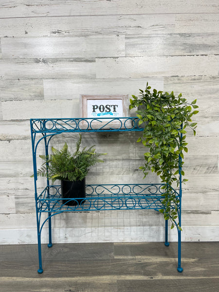 Turquoise Metal Plant Stand