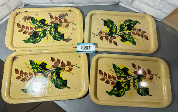 Vintage Leaf Design Tin Tray Set