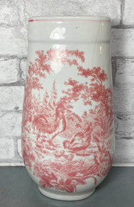 Pink & White Vase Rooster & Chickens