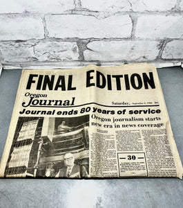 1982 Oregon Journal Newspaper Final Edition