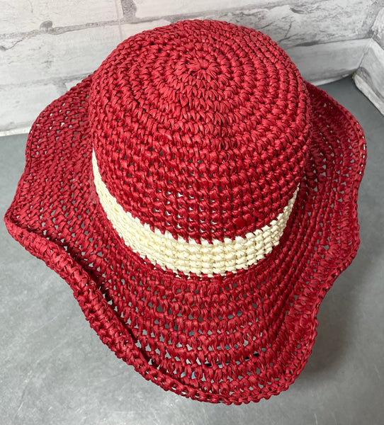 Sperry Woven Red and White Hat