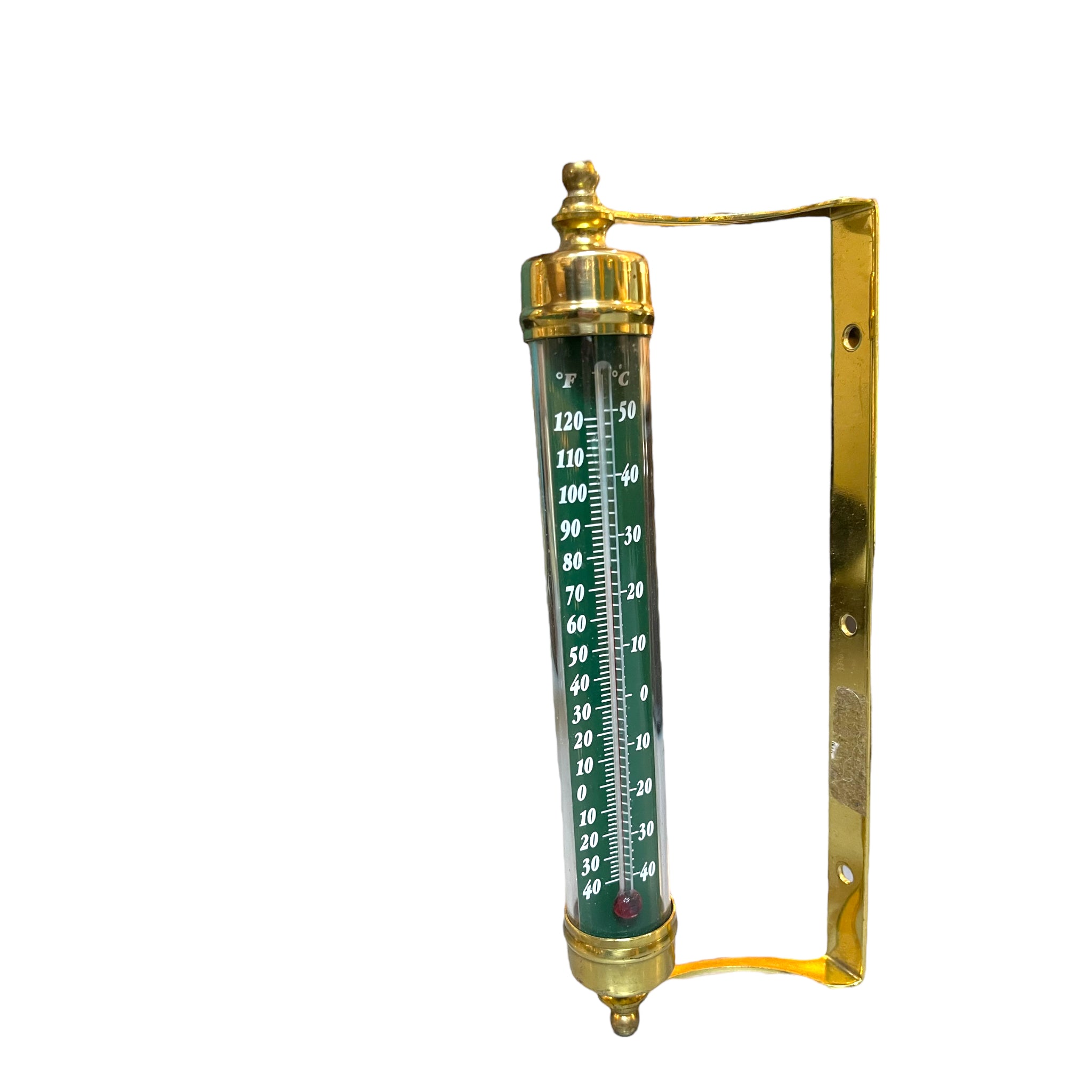 Indoor/ Outdoor Thermometer W/ Brass Finish
