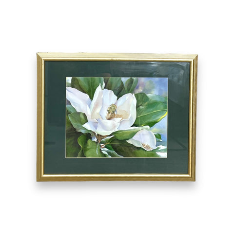 Magnolia Flower Wall Art In A Gold Frame
