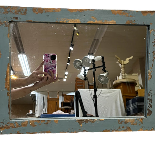 Rustic Mirror With Hooks