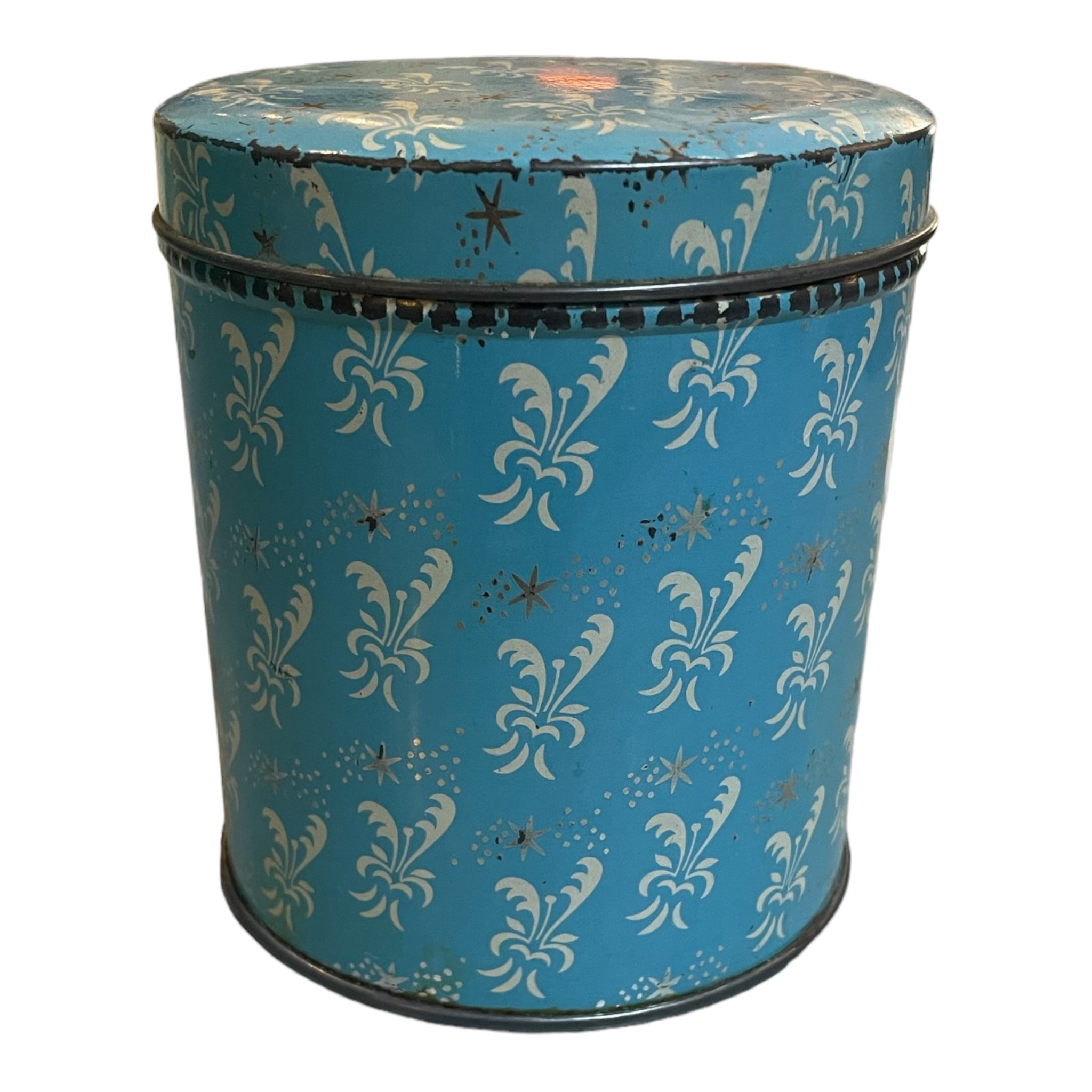 Blue Mid Century Tin Canister