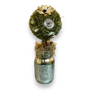 Rustic Silver Jar With Artificial Flowers
