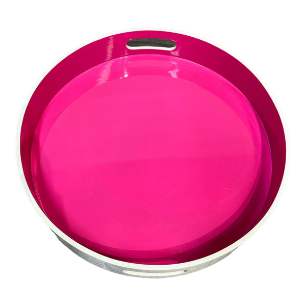 Pink And White Round Tray