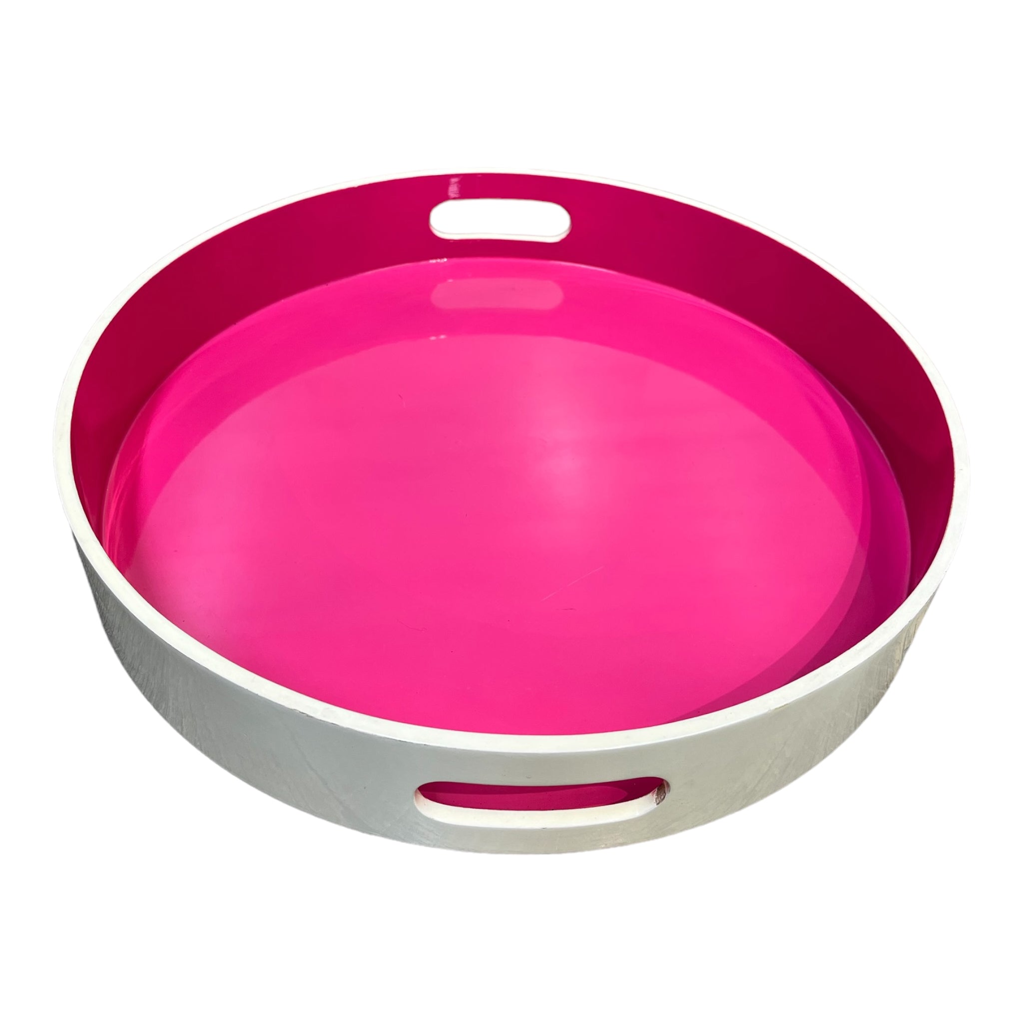 Pink And White Round Tray