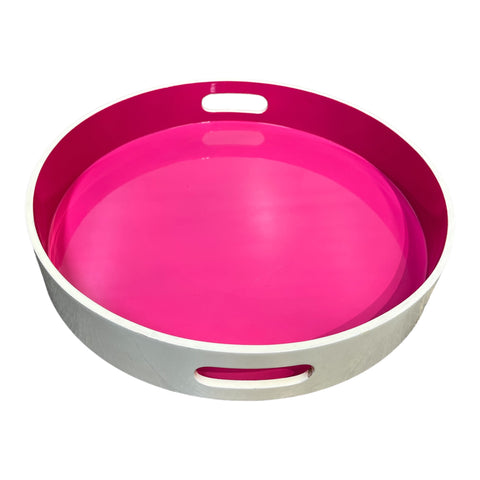 Pink And White Round Tray