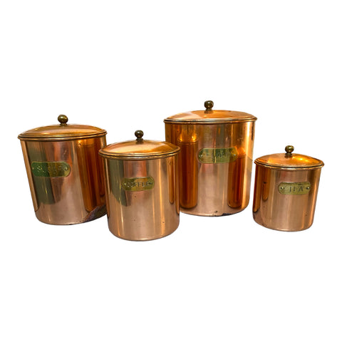 Vintage Set Of Copper and Brass Canisters