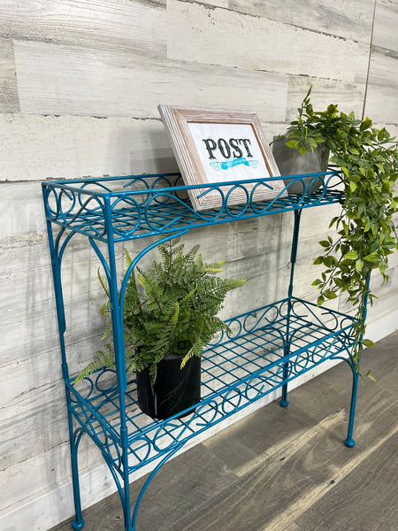 Turquoise Metal Plant Stand