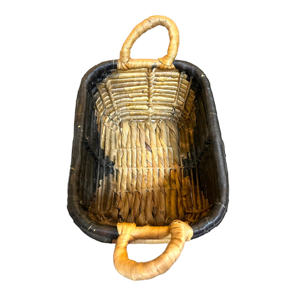 Vintage Two-Tone Woven Seagrass Basket
