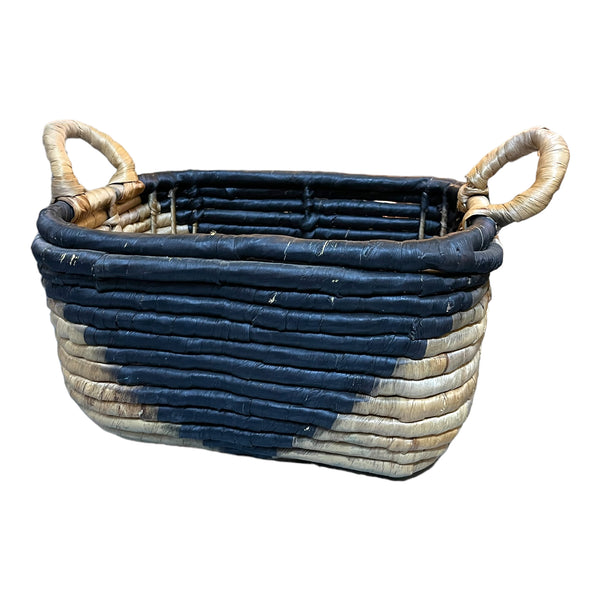 Vintage Two-Tone Woven Seagrass Basket
