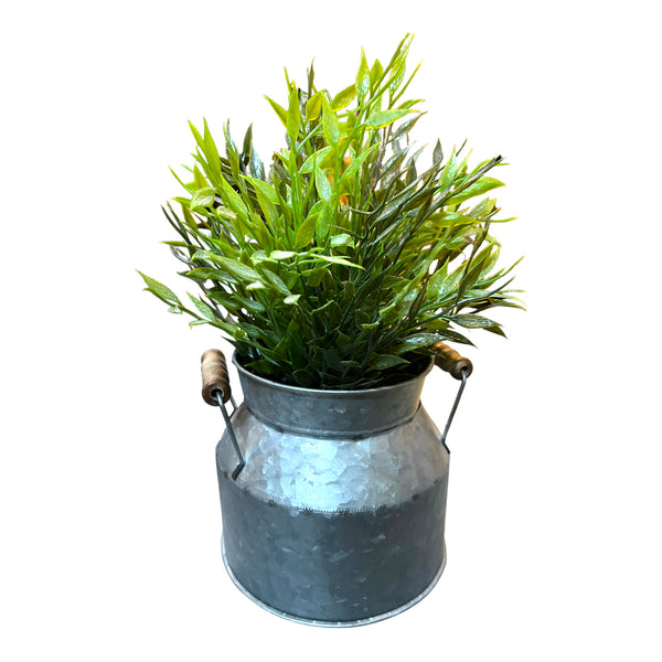 Faux Plant In Milk Can Planter