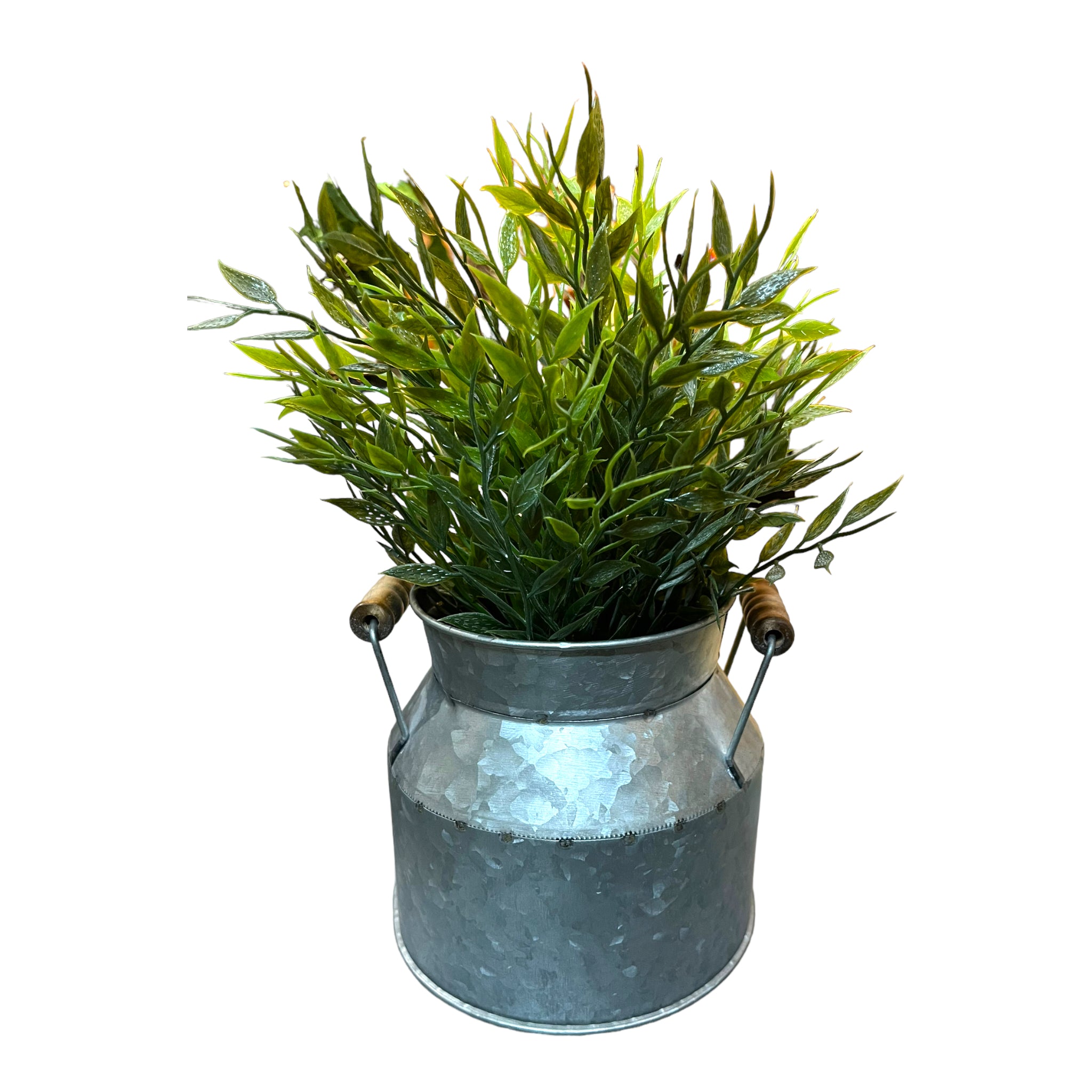 Faux Plant In Milk Can Planter