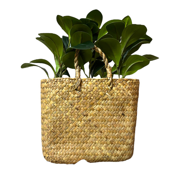 Artificial Hanging Whicker Basket Plant