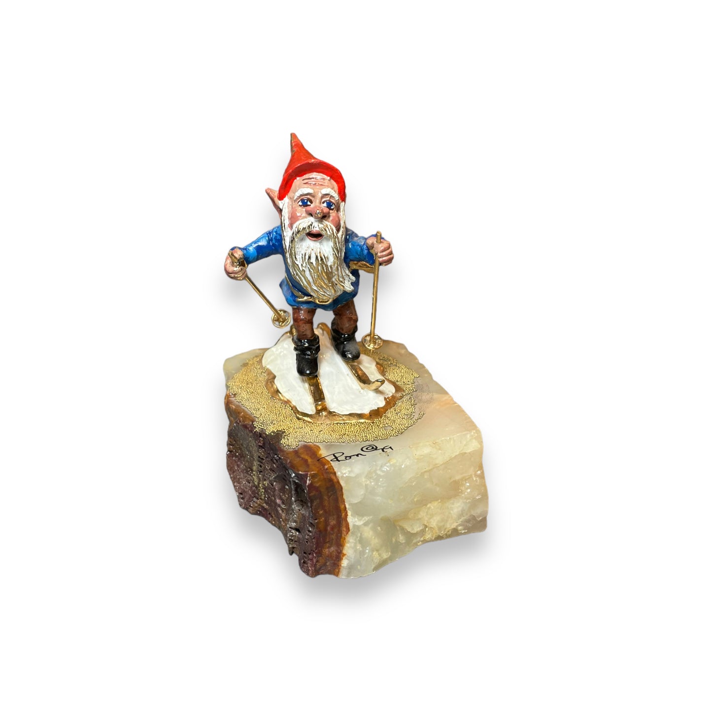 Ron Lee Skiing Elf / Gnome Stone Figurine 1979