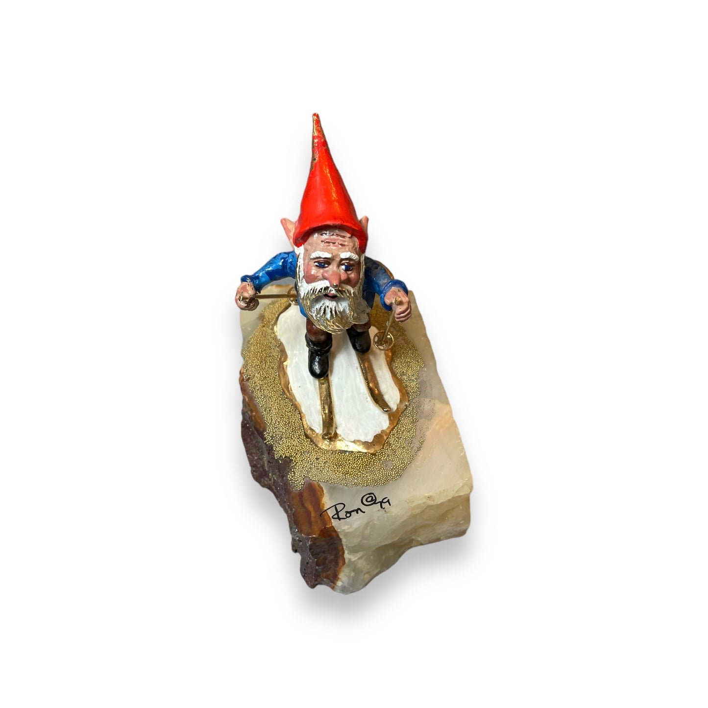 Ron Lee Skiing Elf / Gnome Stone Figurine 1979